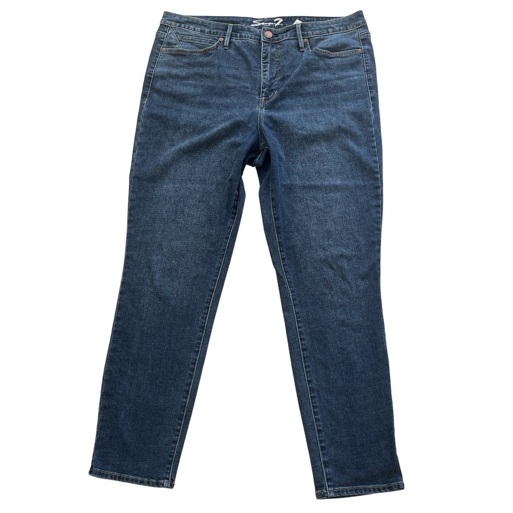 Seven 7 Jeans Women's Size 16 Skinny, Lot of 2, Medium Wash Denim Cotton Blend - Picture 2 of 8